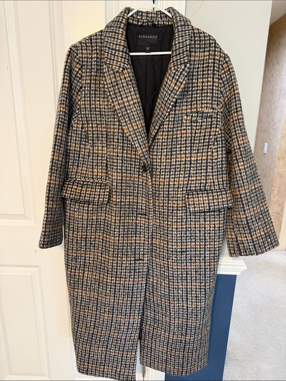 Anthropologie Checked Wool-Blend Blazer Coat in Black, Brown, Cream